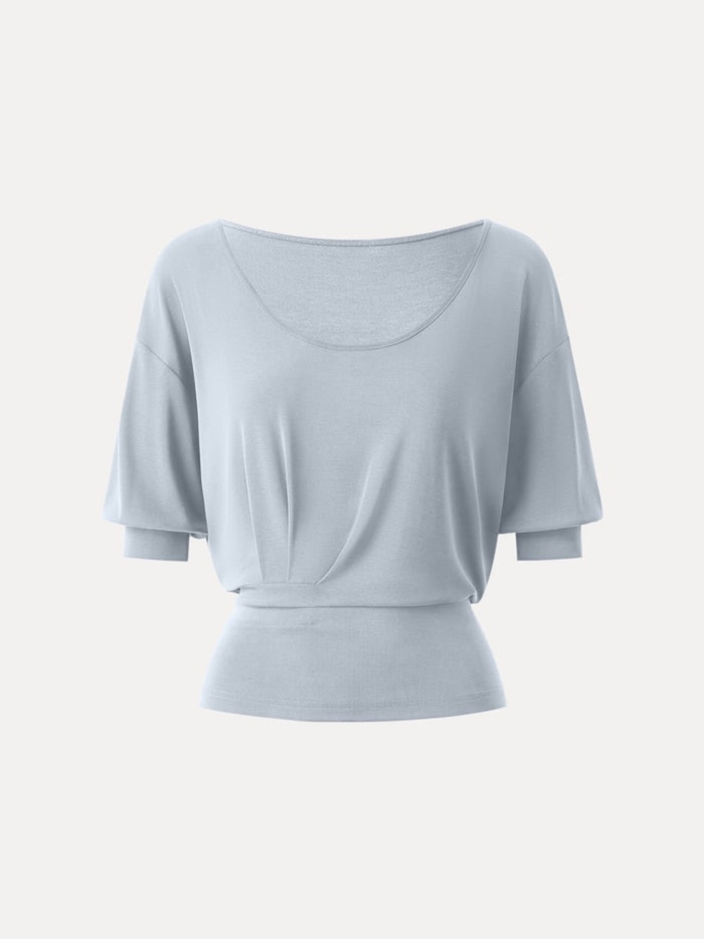 NWT OGL Sandwashed Scoop Neck Short Sleeve Tucked Tee in smoke blue (lt blue)